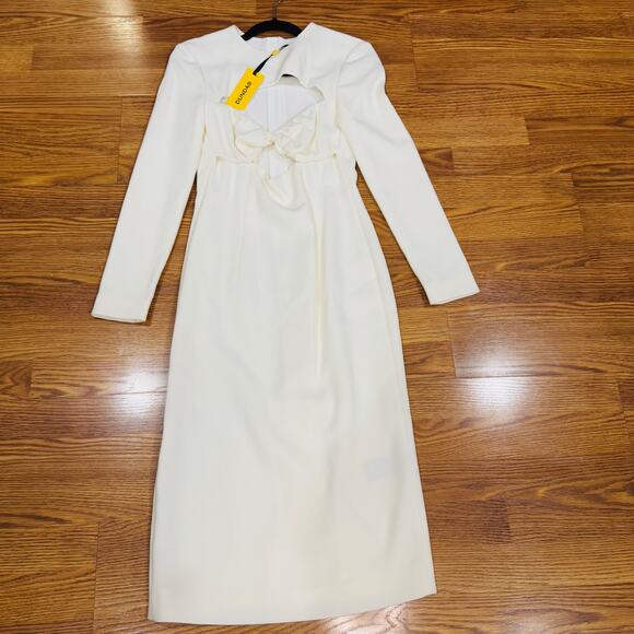DUNDAS bride wool Ivory Long sleeve NWT Carter Cut-Out Dress 42 (US 6) - Picture 14 of 16